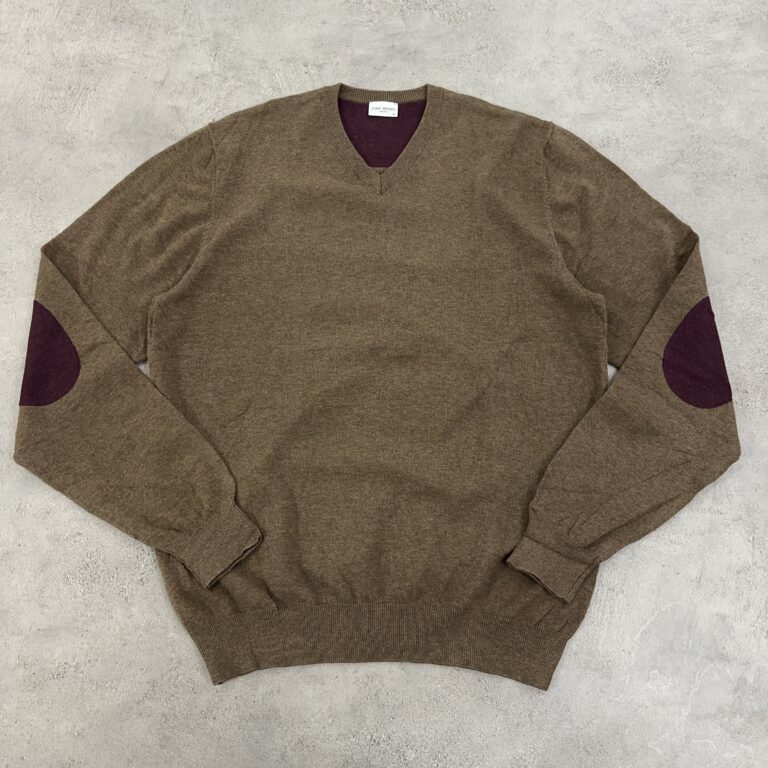 بافت مردانه یقه هفت اورجینال قهوه ای XL