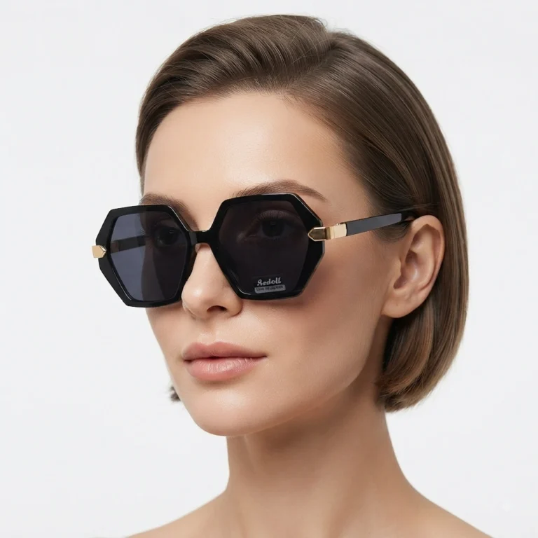 عینک آفتابی زنانه هشت‌ضلعی Aedoll فریم مشکی (UV400)