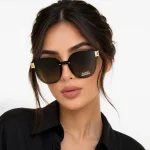 عینک آفتابی زنانه Aedoll قهوه‌ای گرادیانت لوگوی H طلایی و UV400