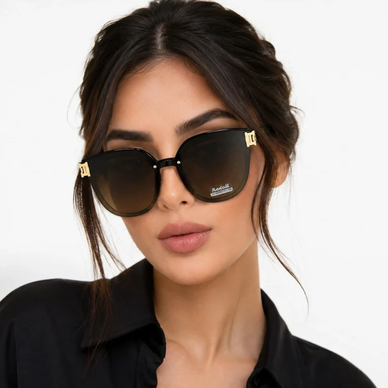 عینک آفتابی زنانه Aedoll قهوه‌ای گرادیانت لوگوی H طلایی و UV400