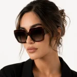عینک آفتابی زنانه Aedoll اورسایز مربع کائوچویی قهوه‌ای UV400