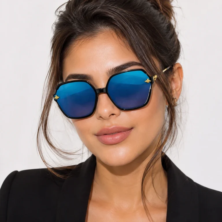 عینک آفتابی زنانه Aedoll فریم مشکی عدسی آبی آینه‌ای UV400