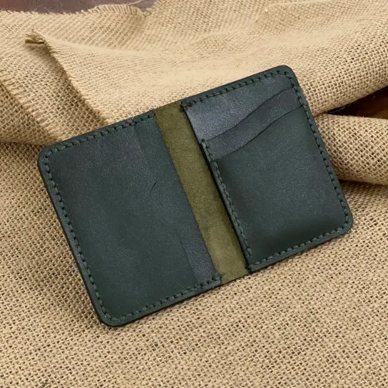 جاکارتی پنج کارتی چرم دستدوز گاوی سبز تیره