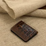 جاکارتی سایز متوسط چرم طبیعی دستدوز کروکودیلی قهوه ای