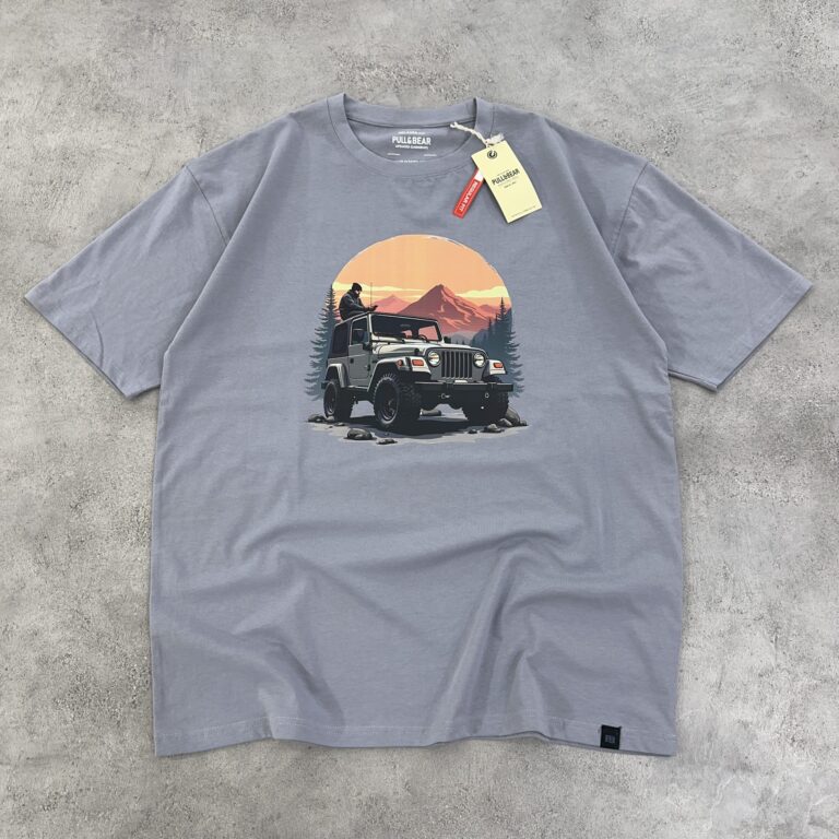 تیشرت اورجینال مردانه PULL & BEAR طرح جیپ سایز XL