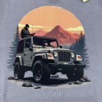 تیشرت اورجینال مردانه PULL & BEAR طرح جیپ سایز XL