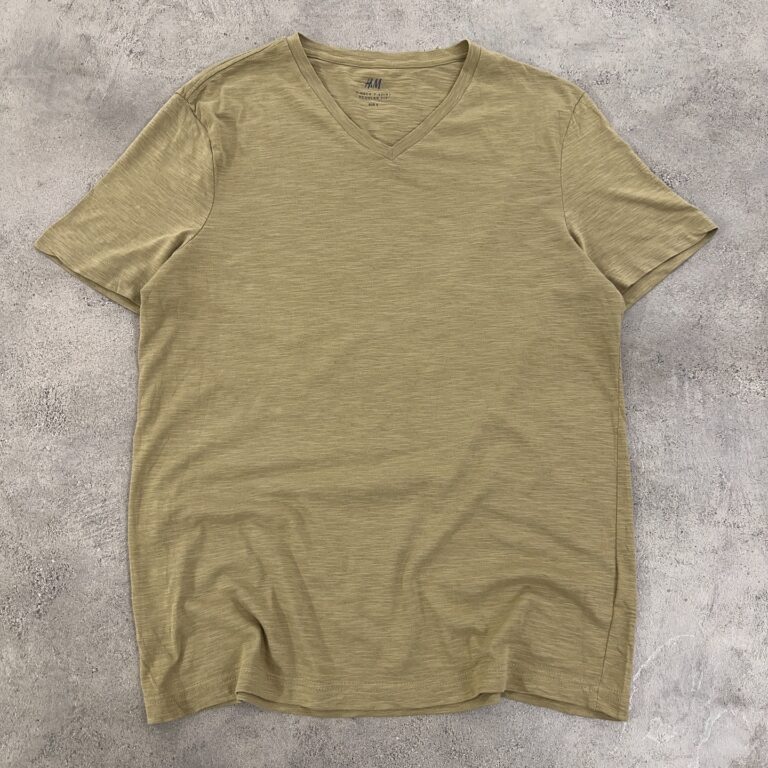 تیشرت یقه هفت 100% کتان H&M اورجینال سایز M