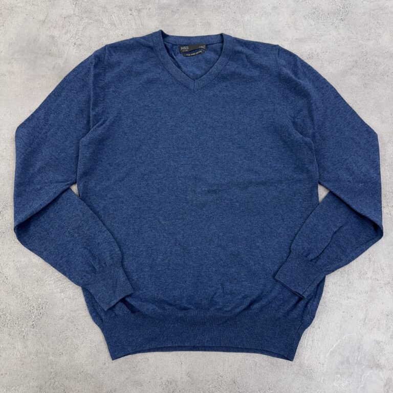 بافت مردانه یقه هفت M&S رنگ آبی سایز M