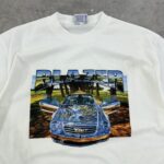 تیشرت کتان سفید چاپ مرسدس بنز سایز L